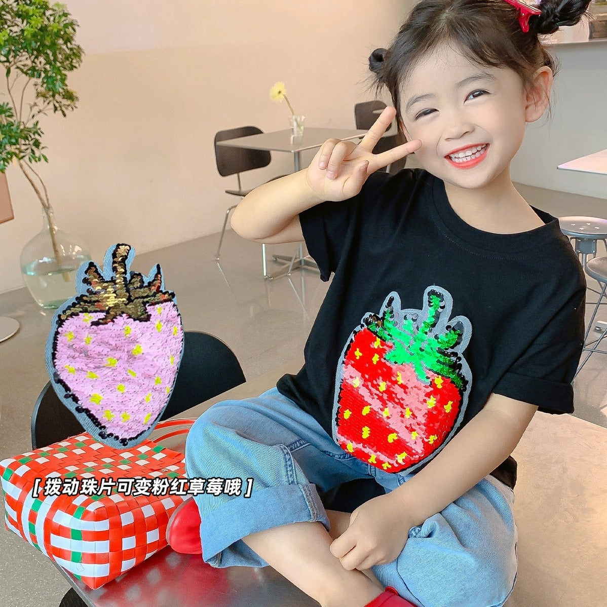 Cotton Kids' T-Shirt with Color-Changing Sequins
