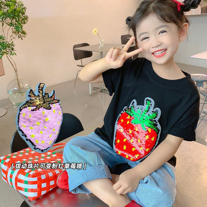 Cotton Kids' T-Shirt with Color-Changing Sequins