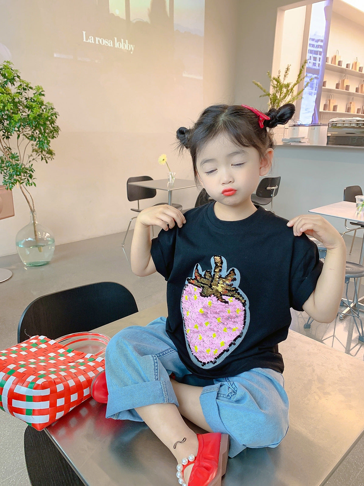 Cotton Kids' T-Shirt with Color-Changing Sequins
